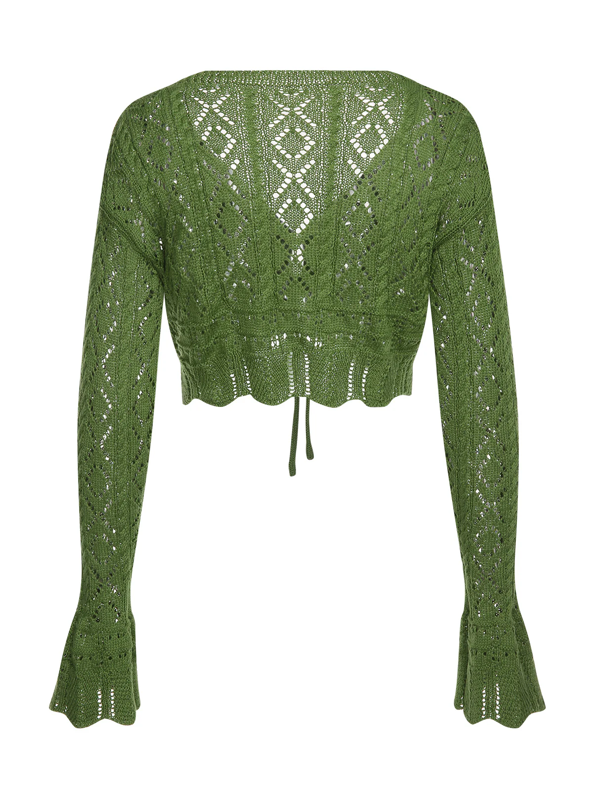 Green 1960s Cutout Strappy Crochet Cover-Up - Image 3