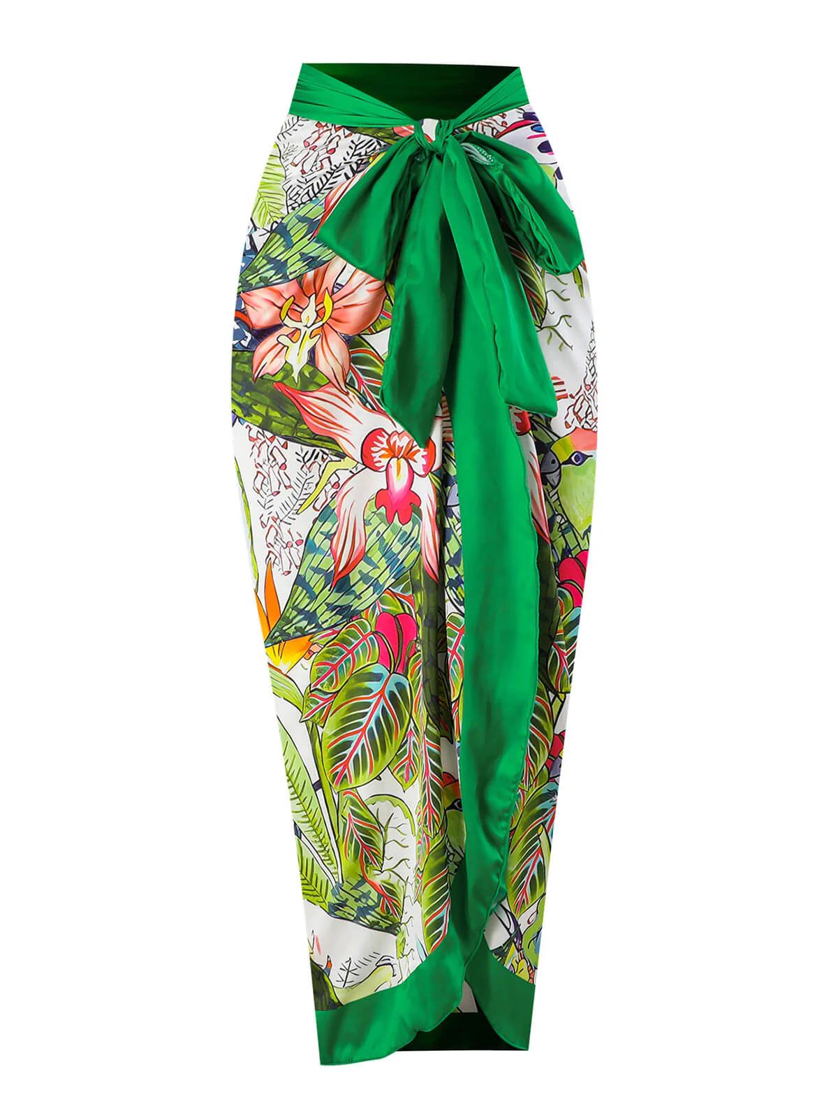 Green 1960s Floral Bird Swimsuit & Cover-Up - Image 2