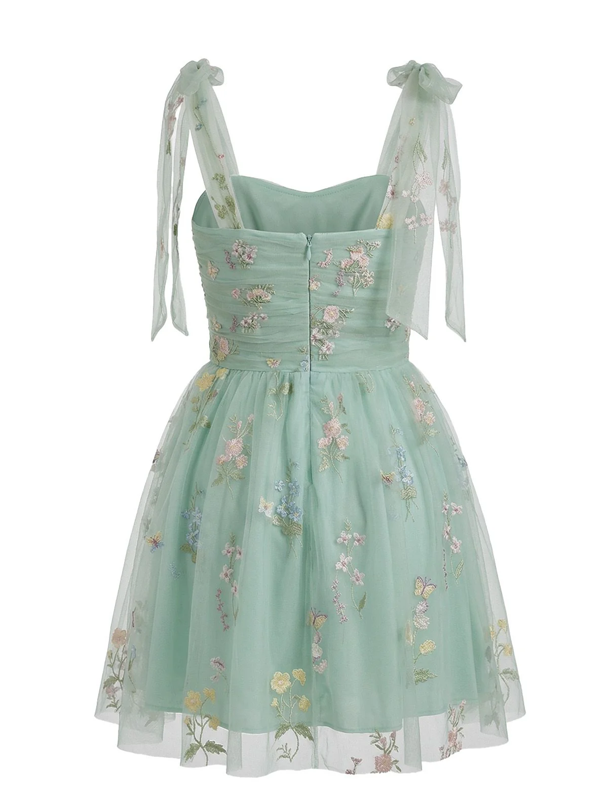 [Pre-Sale] Green 1960s Floral Embroidered Mesh Tutu Dress - Image 3