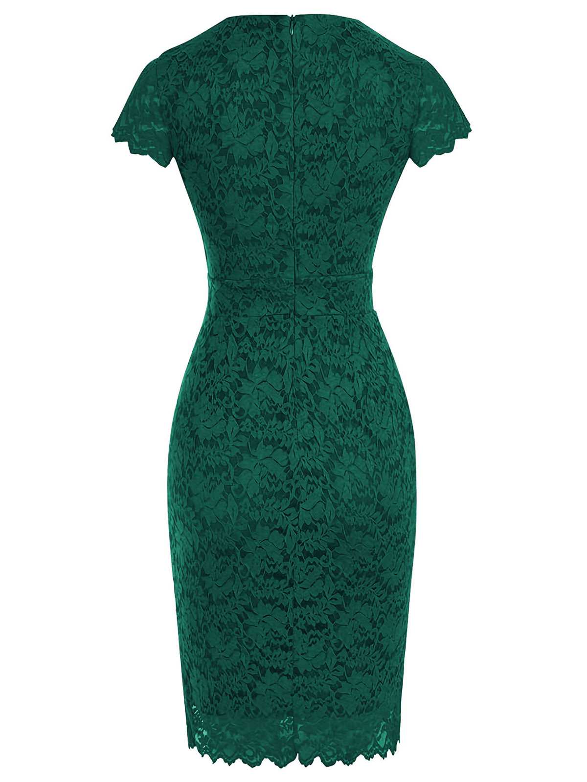 Green 1960s Floral Solid Bodycon Dress - Image 2