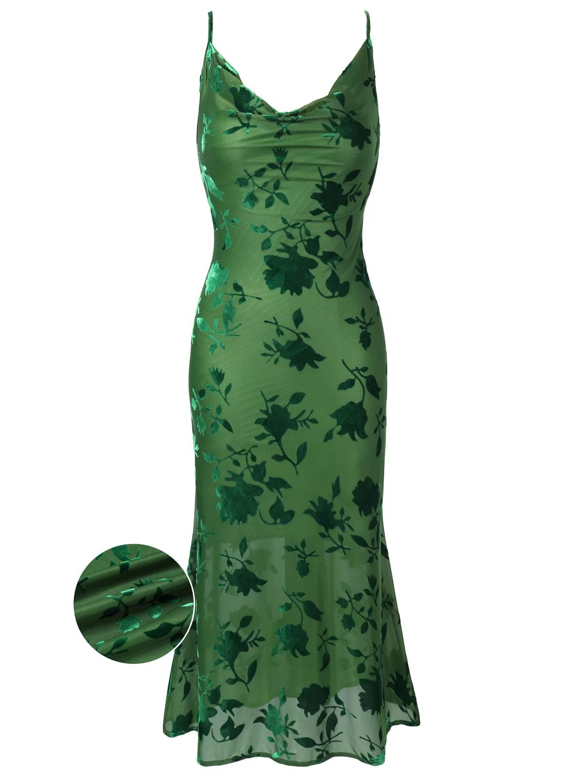 Green 1960s Floral Vintage Dress - Image 2