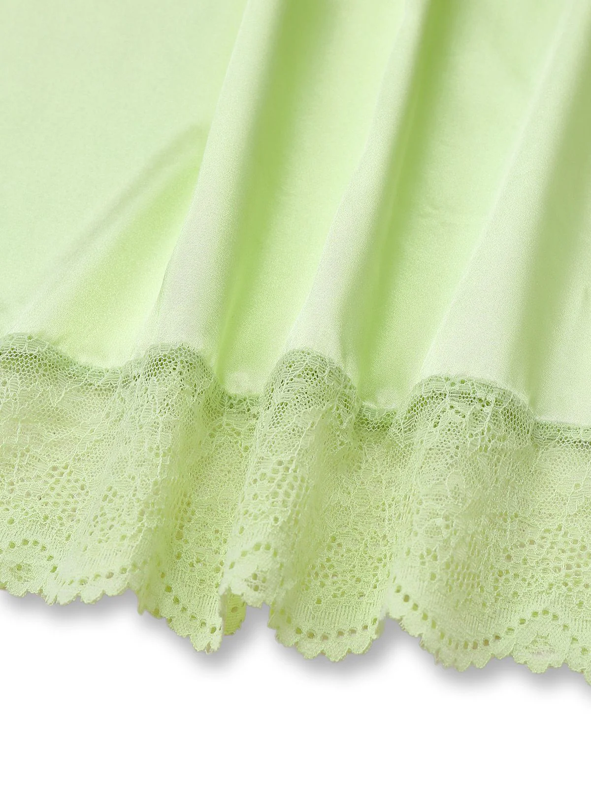 Green 1960s Lace Satin V-Neck Spaghetti Strap Nightgown - Image 6