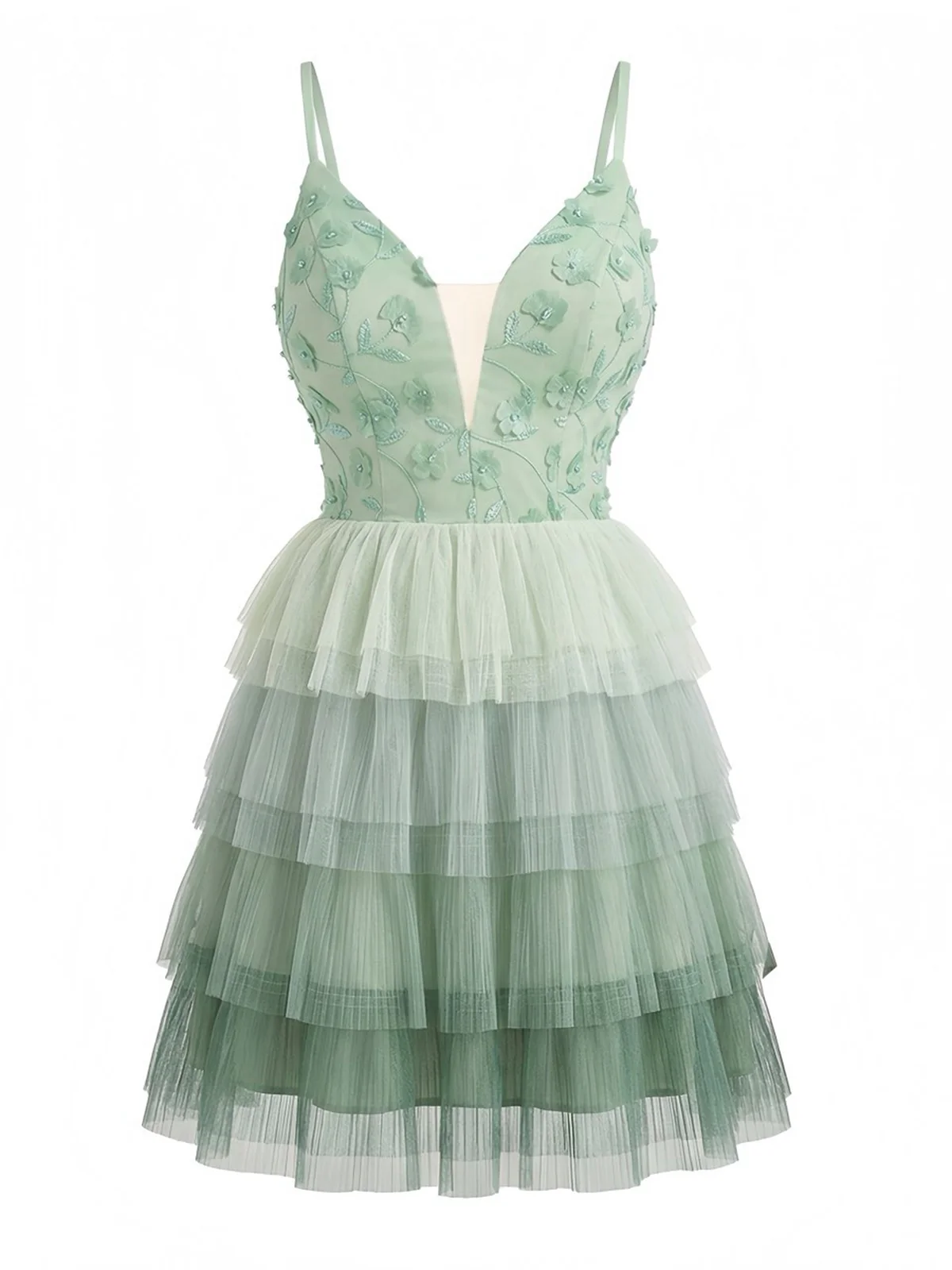 Green 1960s Layered Tulle Cake Dress - Image 2