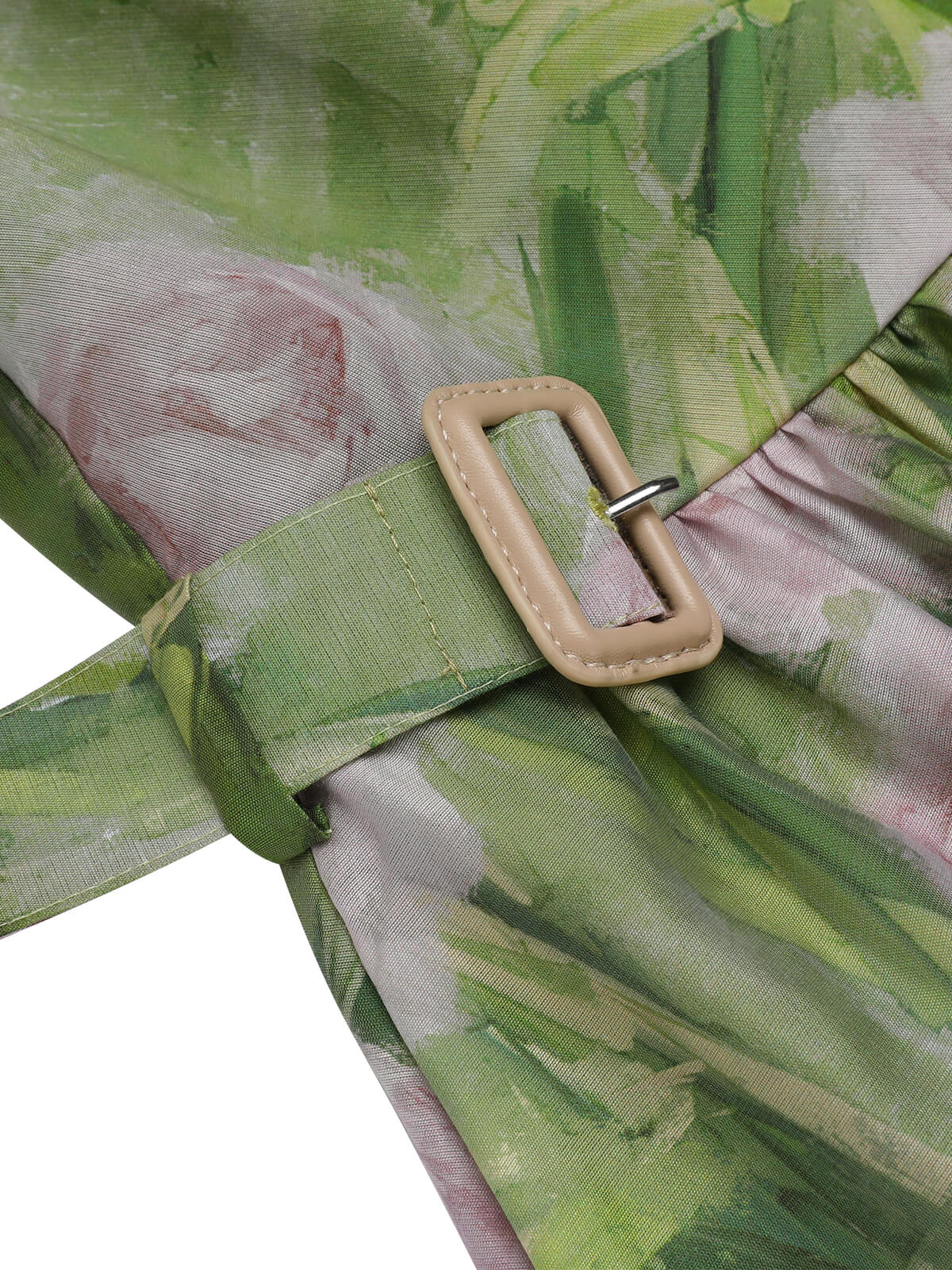Green 1960s Oil-Painting Rose Dress - Image 8
