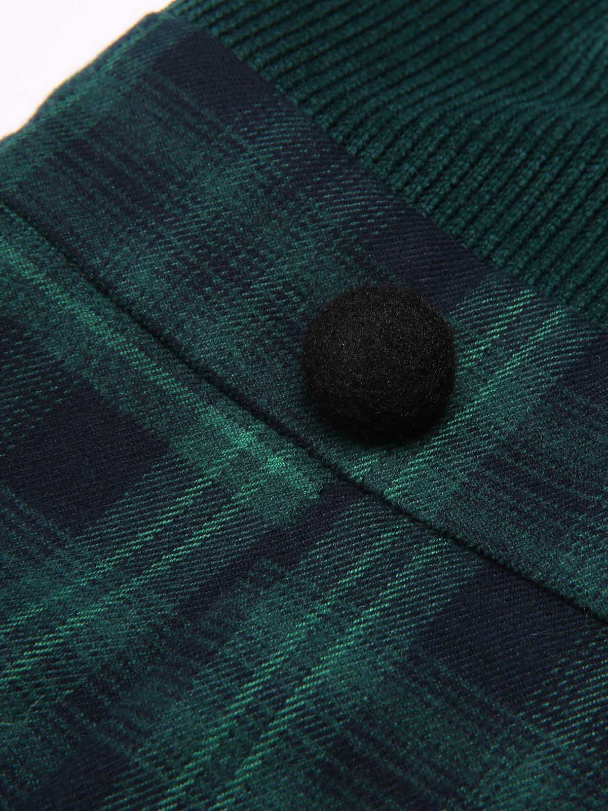 Green 1930s Plaid Turtleneck Fishtail Dress - Image 5