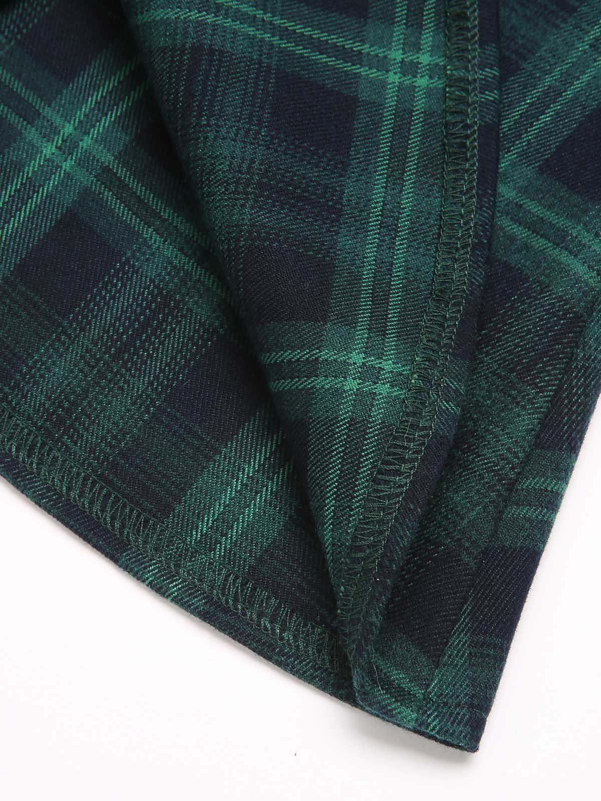 Green 1930s Plaid Turtleneck Fishtail Dress - Image 6
