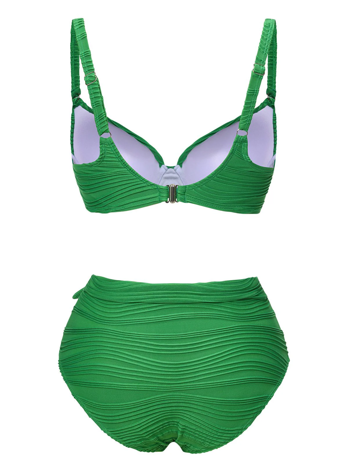 Green 1960s Pleated Solid Swimsuit - Image 3