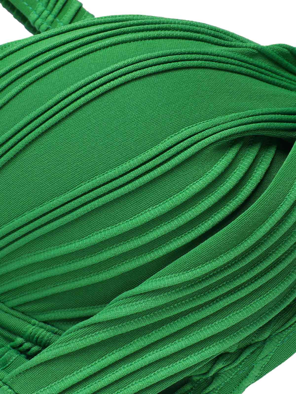 Green 1960s Pleated Solid Swimsuit - Image 4