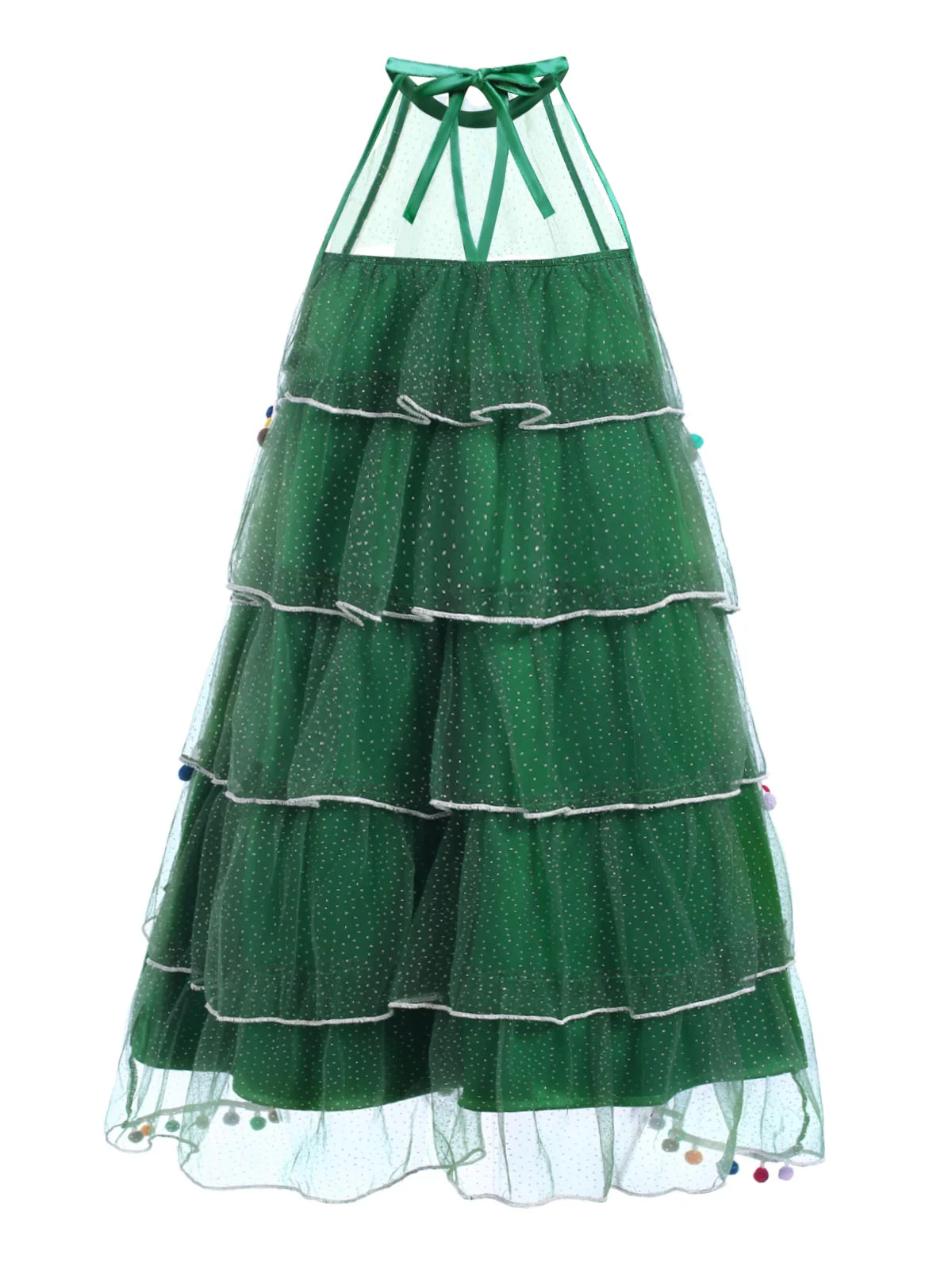 Green 1960s Pom-Pom Christmas Tree Dress - Image 7
