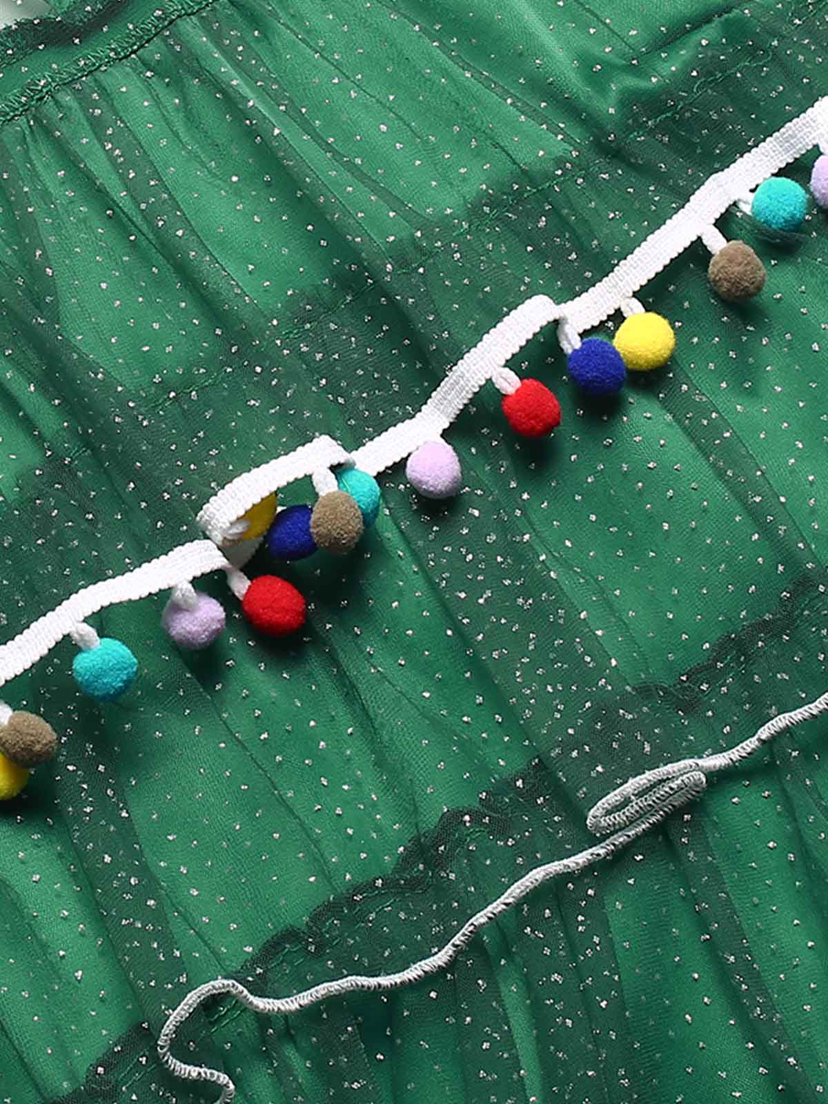 Green 1960s Pom-Pom Christmas Tree Dress - Image 8