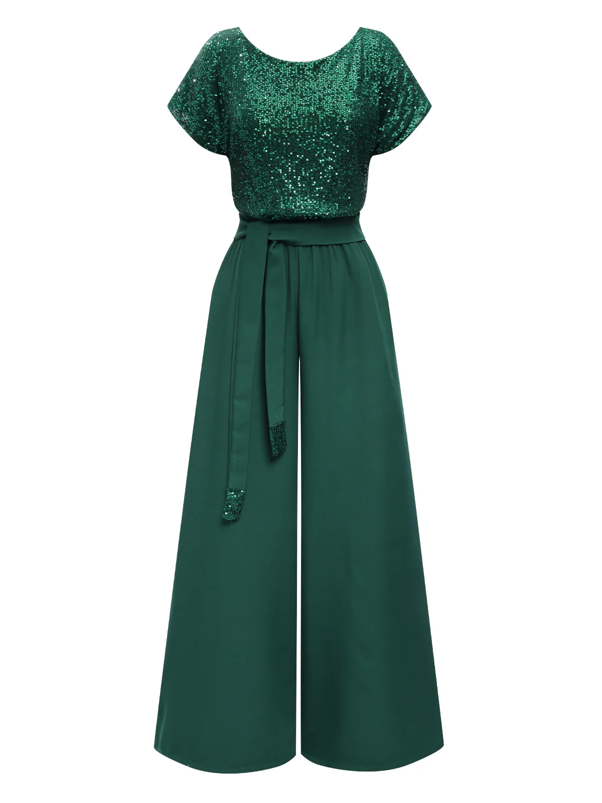 Green 1960s Sequined Wide-Leg Jumpsuit - Image 2