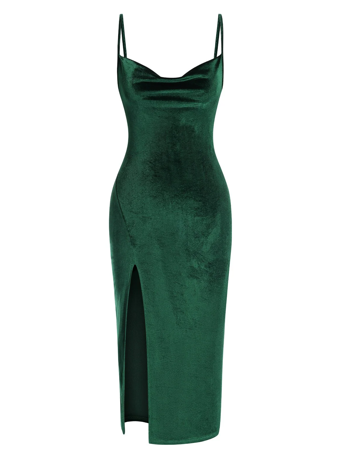 Green 1960s Slit Suspender Velvet Dress - Image 2