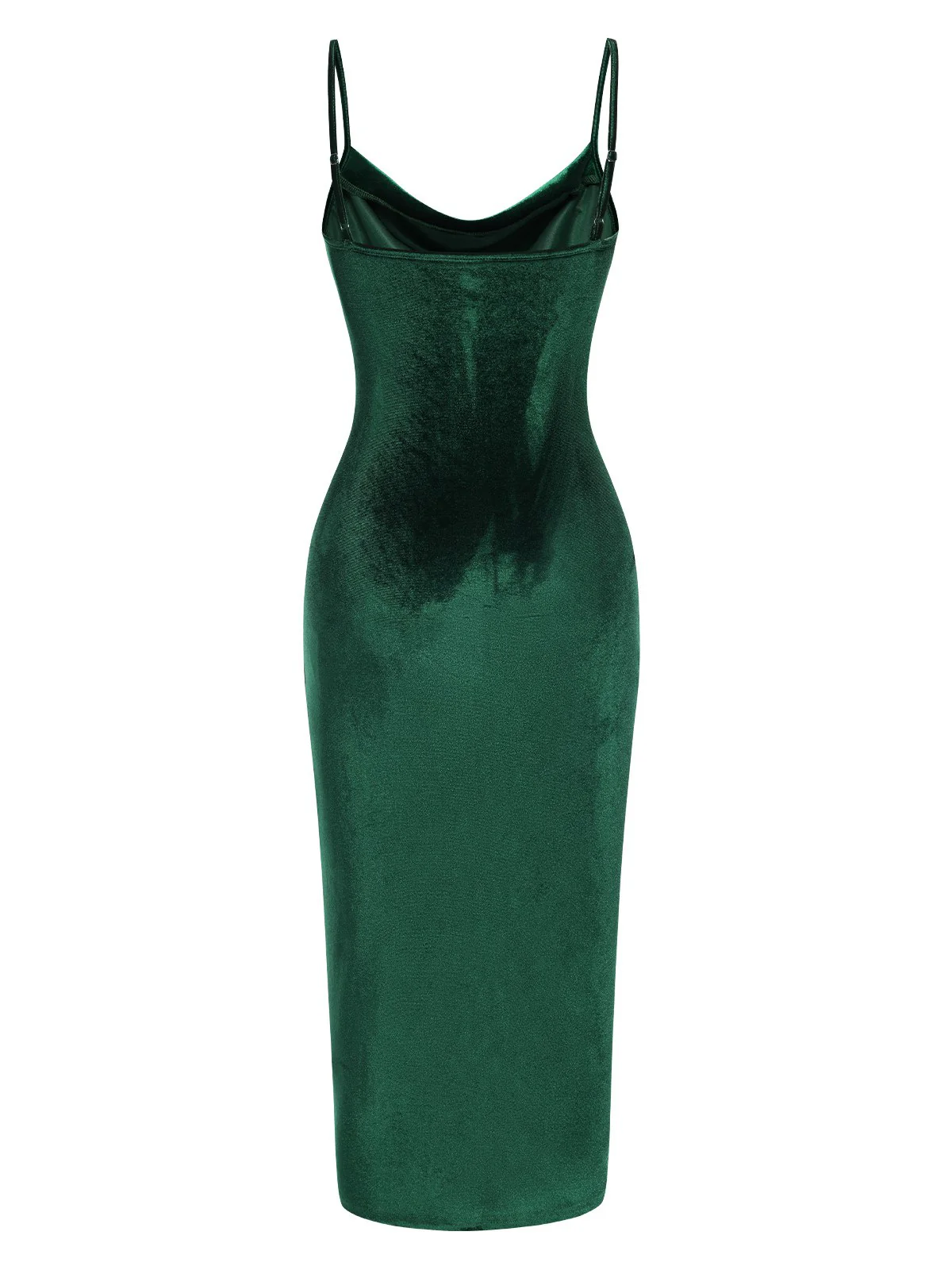 Green 1960s Slit Suspender Velvet Dress - Image 3