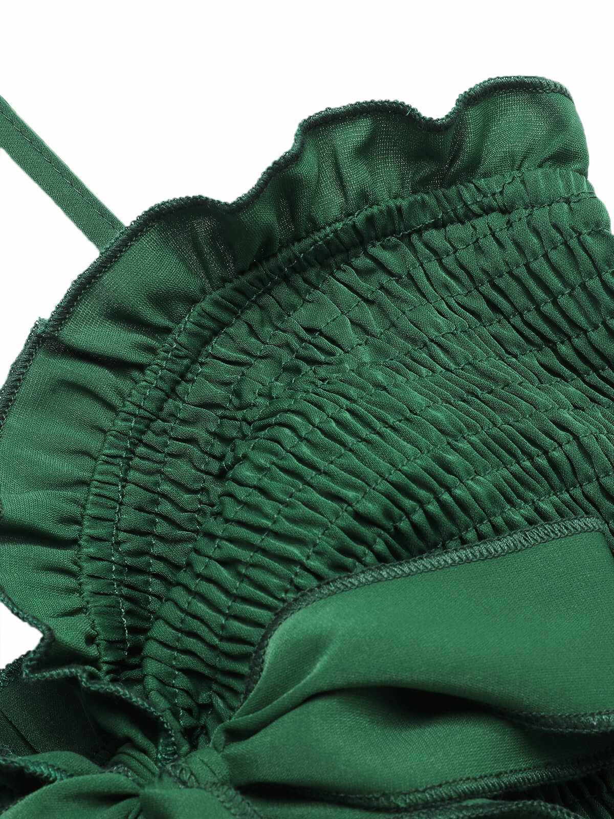 Green 1960s Smocked Sweetheart Neck Halter Romper - Image 4