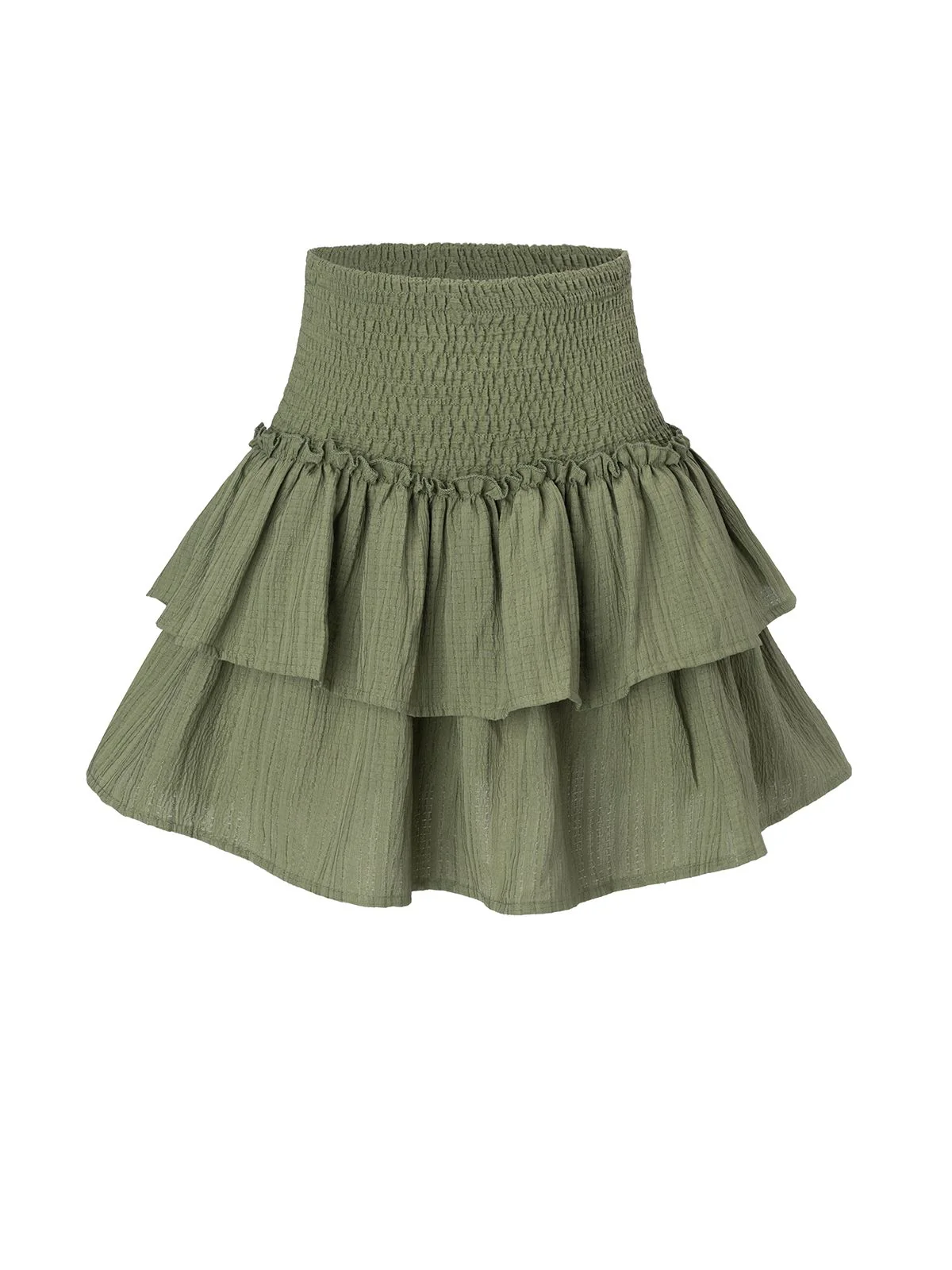 Green 1960s Solid Elastic Waist Cake Skirt - Image 2