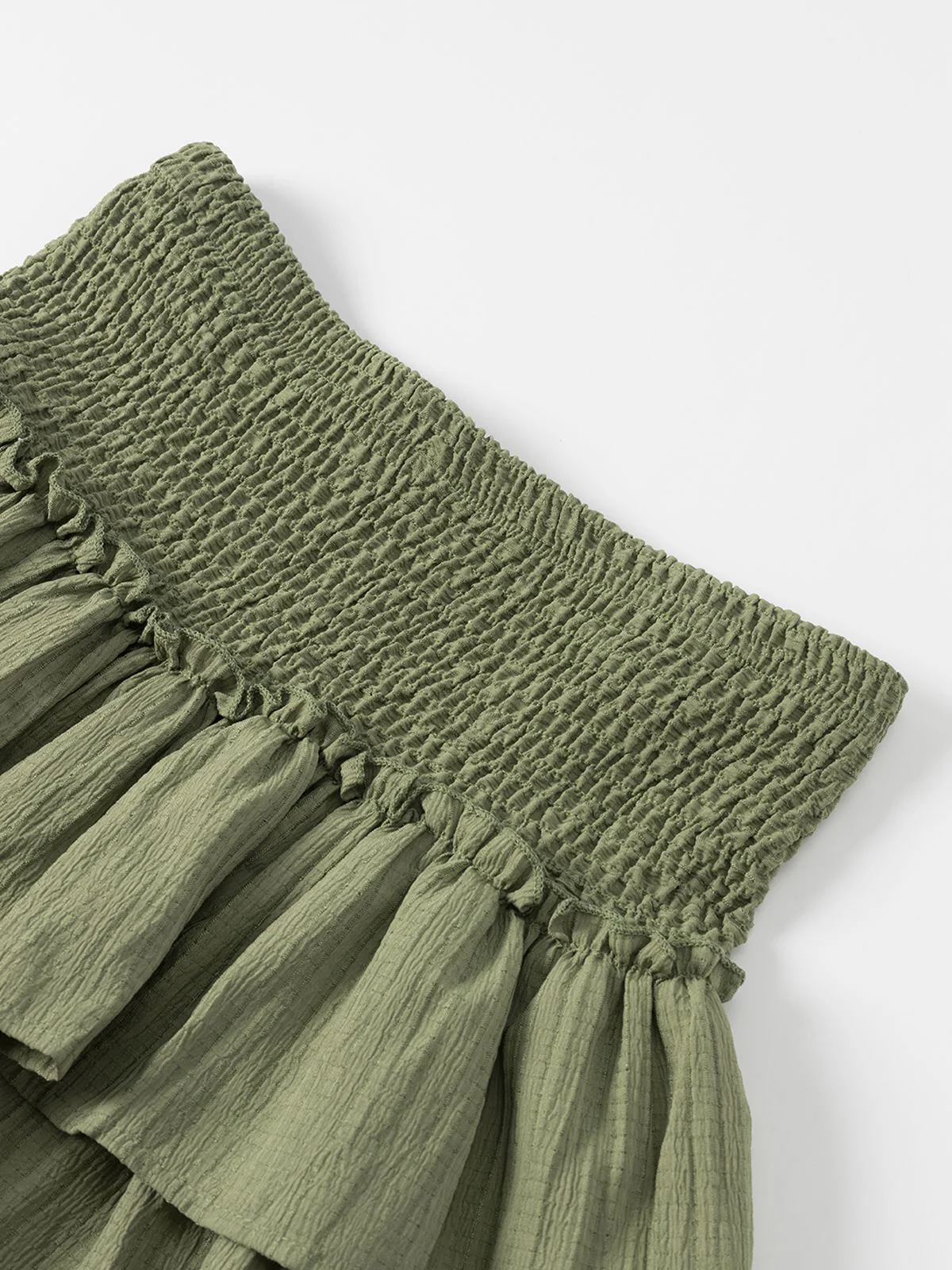Green 1960s Solid Elastic Waist Cake Skirt - Image 3