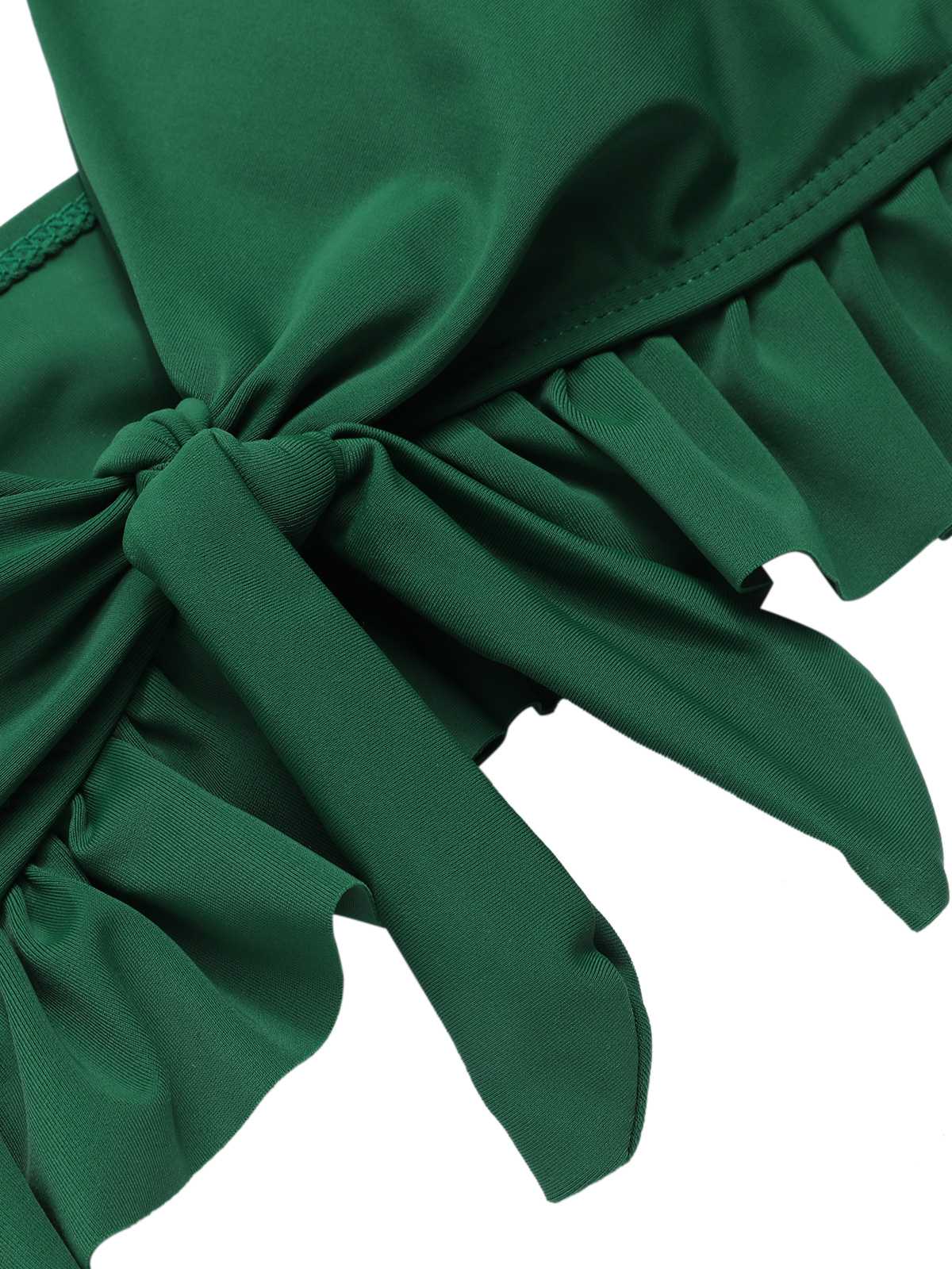Green 1960s Strap Floral Ruffles Swimsuit - Image 7