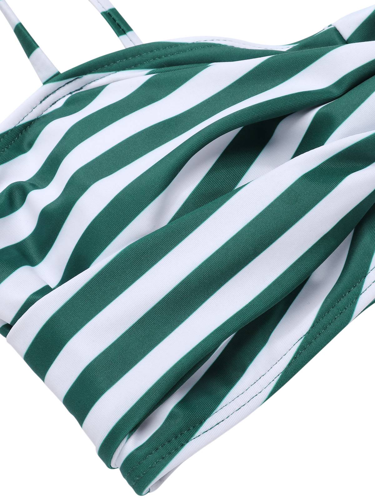 Green 1960s Stripe Shoulder Straps Swimsuit - Image 5