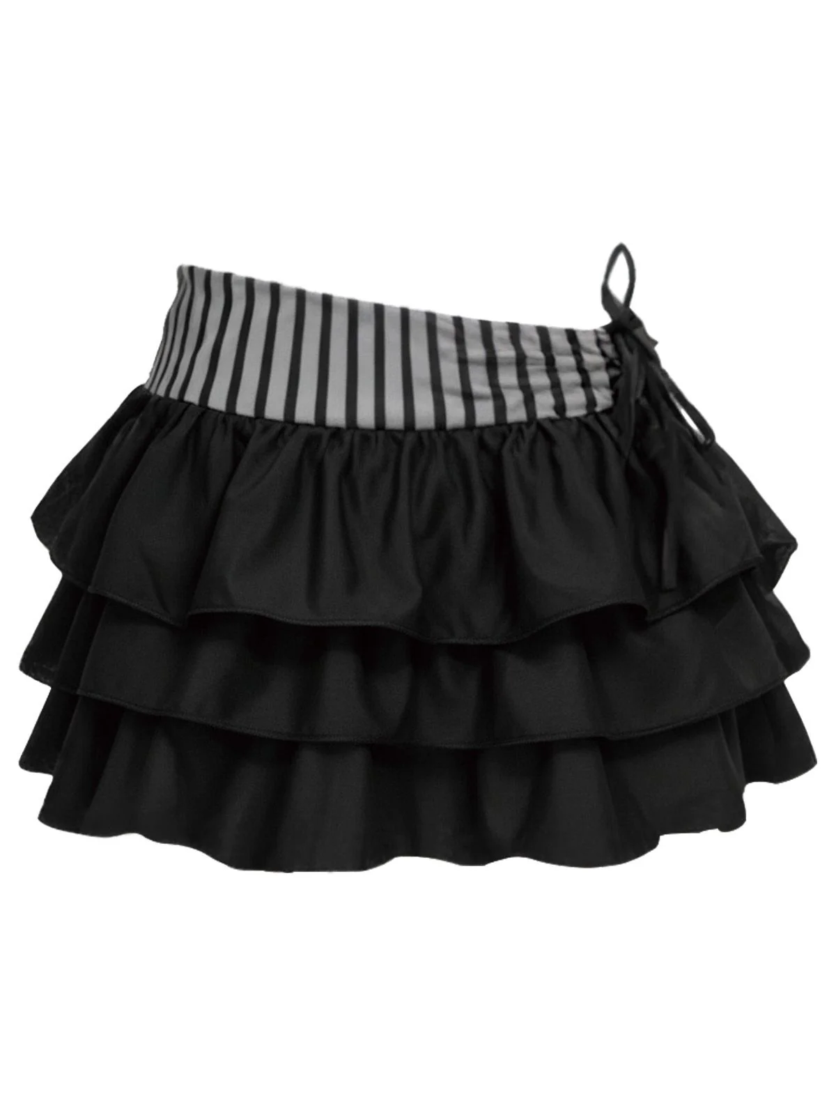[Pre-Sale] Green 1960s Striped Mesh Bow Tiered Cover-Up Skirt - Image 4