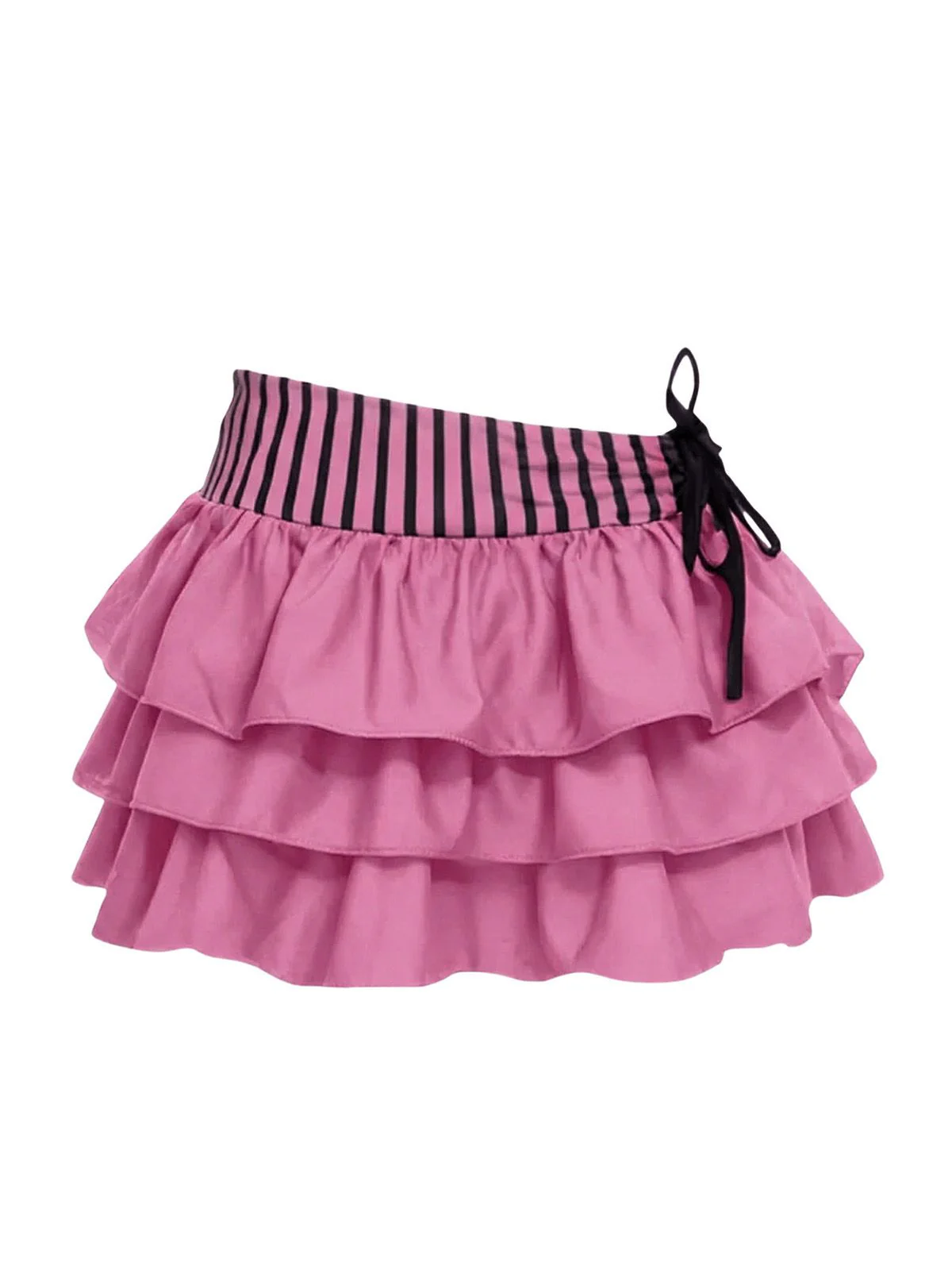 [Pre-Sale] Green 1960s Striped Mesh Bow Tiered Cover-Up Skirt - Image 5