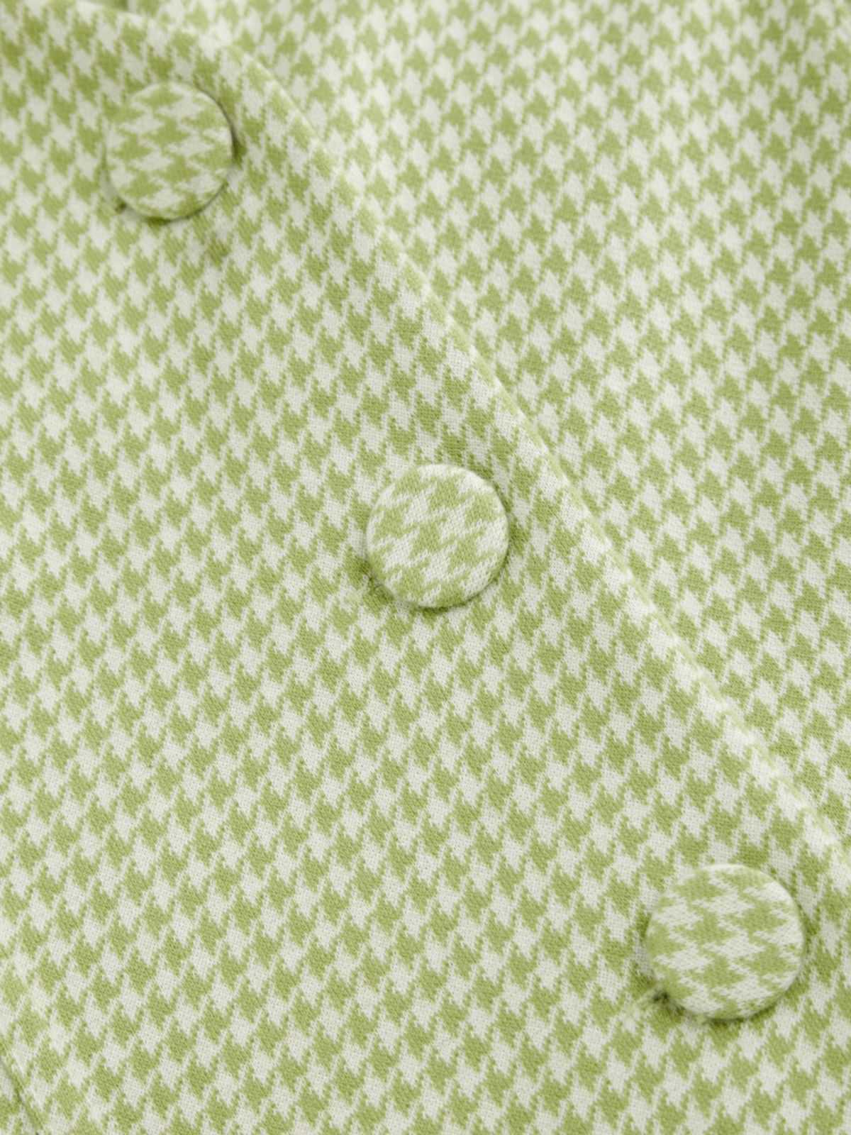 Green 1960s V-Neck Houndstooth Sleeveless Dress - Image 3