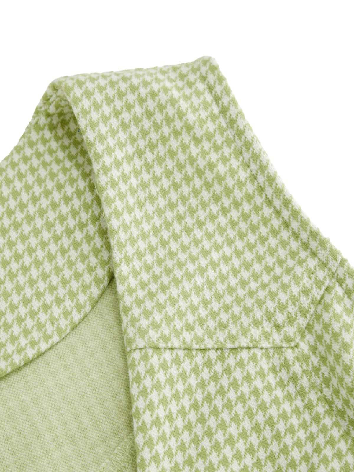 Green 1960s V-Neck Houndstooth Sleeveless Dress - Image 4