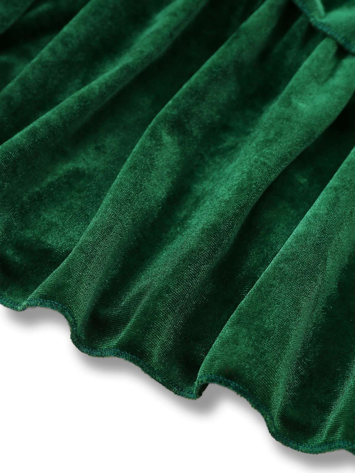 Green 1960s Velvet Bowknot Stand Collar Tiered Dress - Image 8