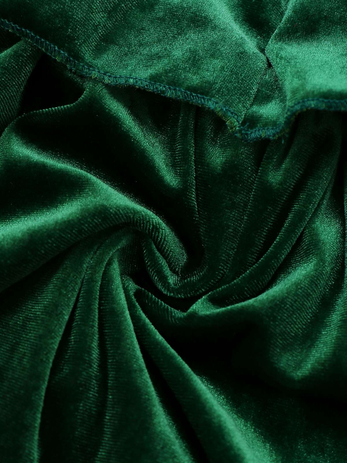 Green 1960s Velvet Bowknot Stand Collar Tiered Dress - Image 9