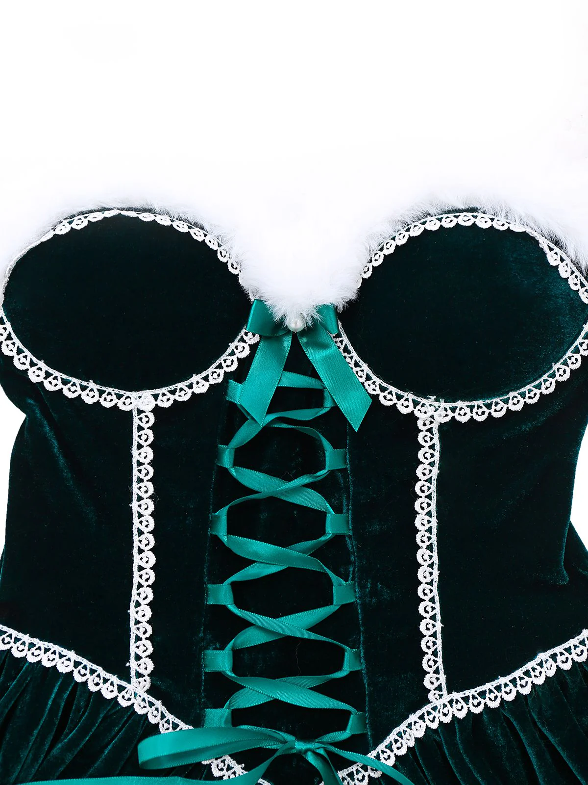 Green 1960s Velvet Fringe Strapless Mini Dress - Image 5