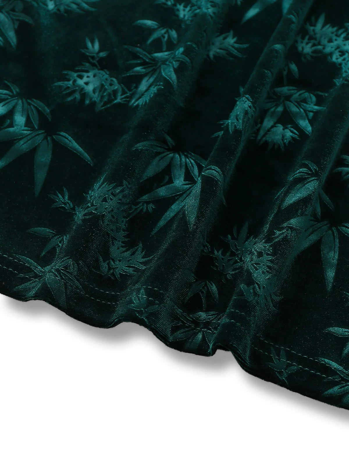 Green 1960s Velvet Plant Pattern Pencil Dress - Image 6