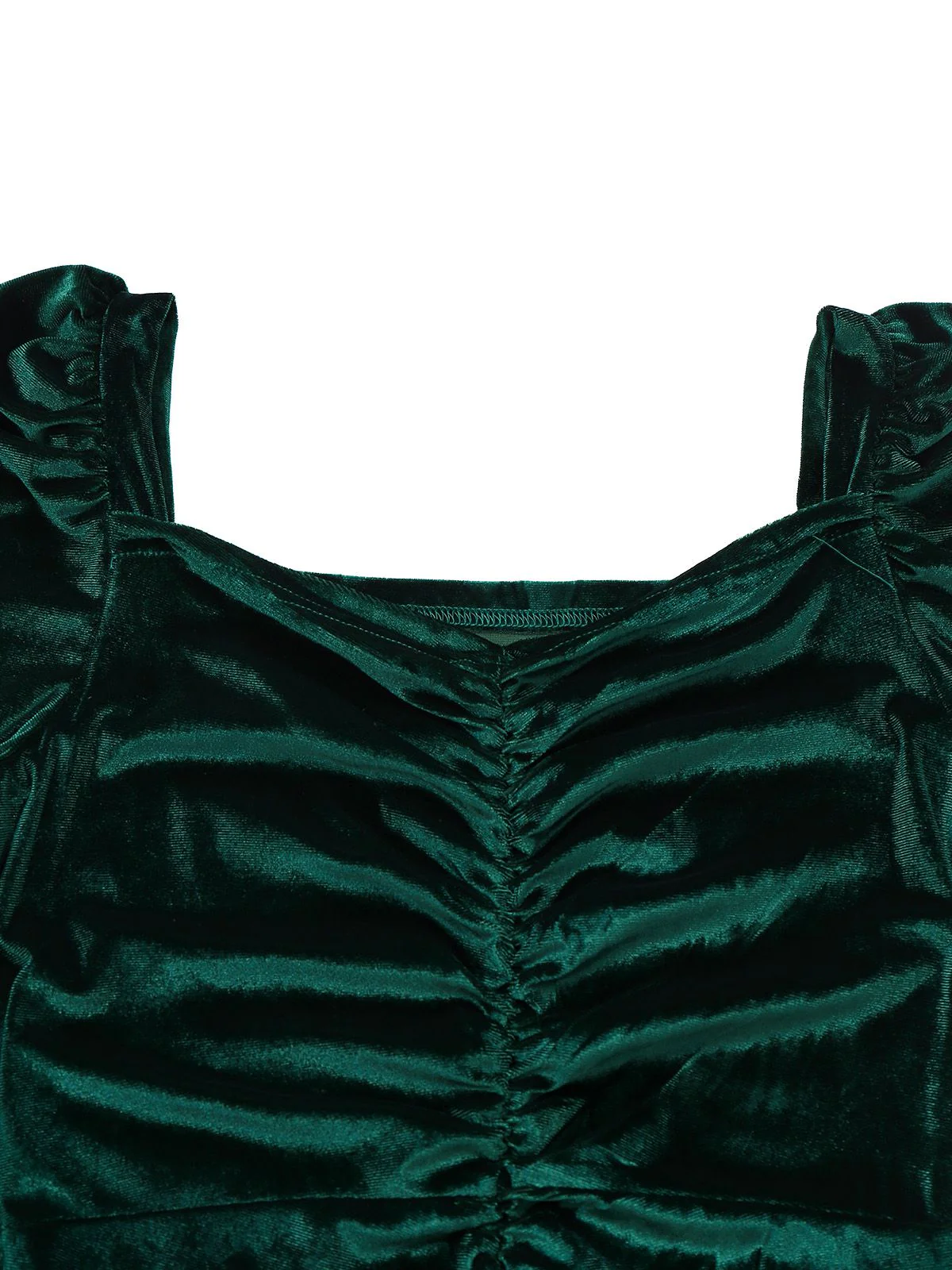 Green 1960s Velvet Ruched Long Sleeve Bodycon Dress - Image 6