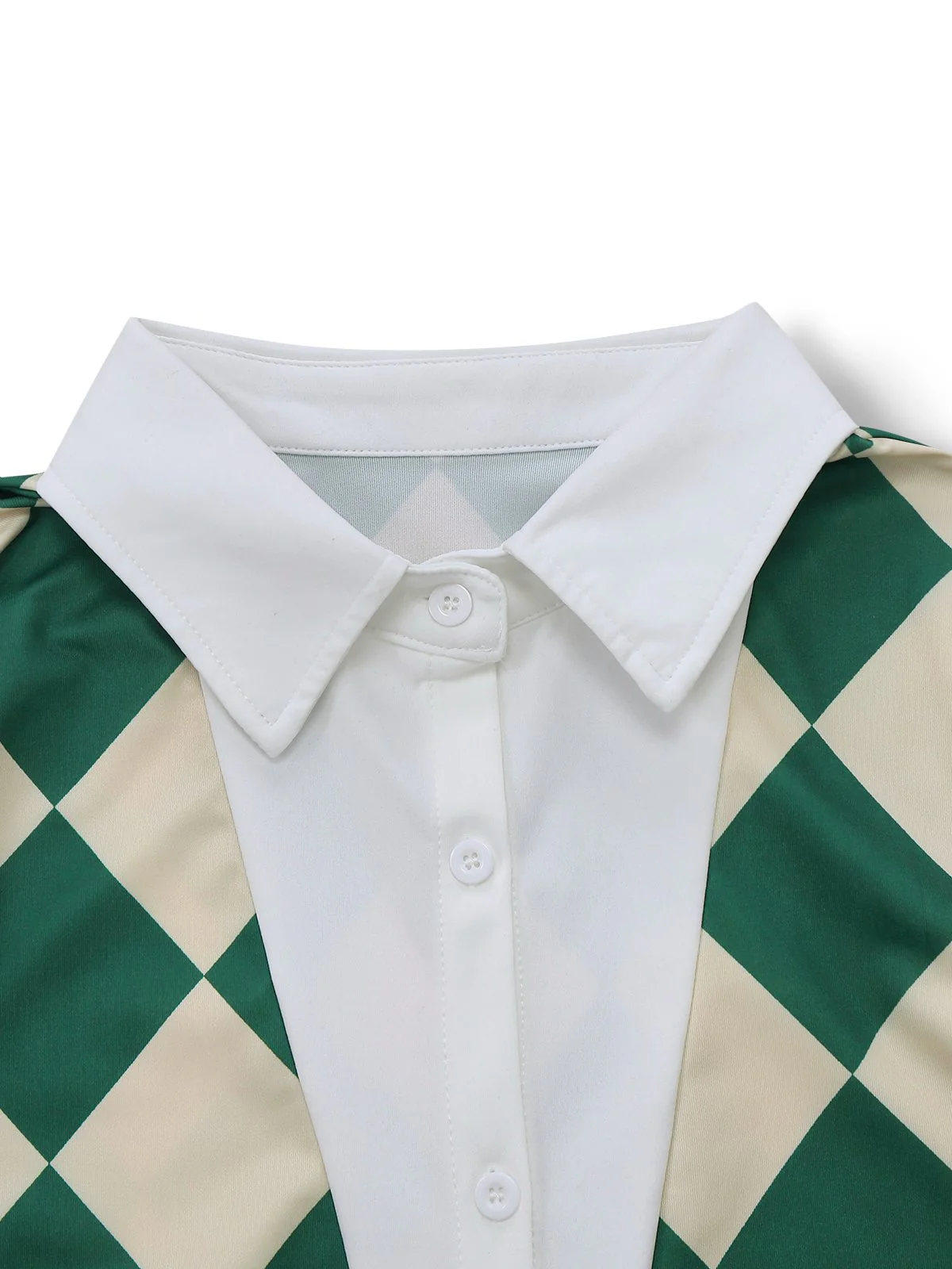 Green 1970s Argyle Fishtail Dress With Tie - Image 4