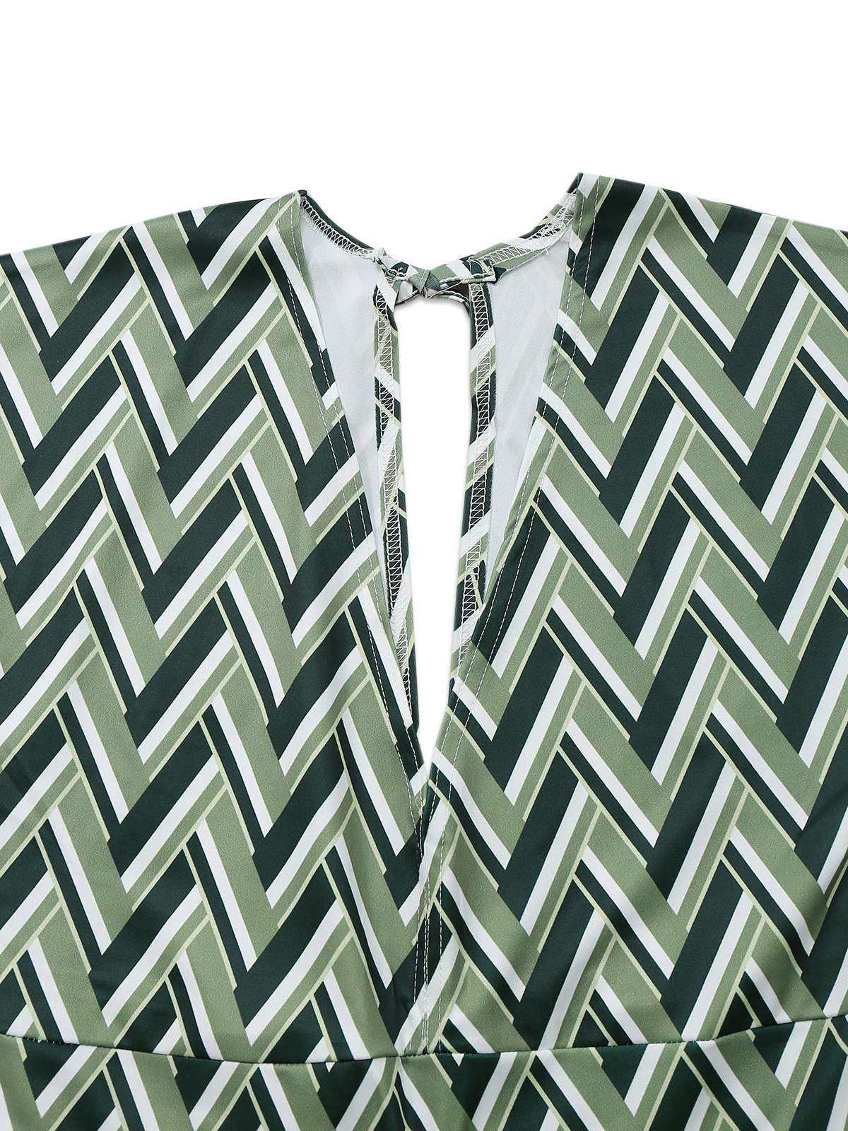 Green 1970s Boho Deep V-Neck Flare Leg Jumpsuit - Image 3
