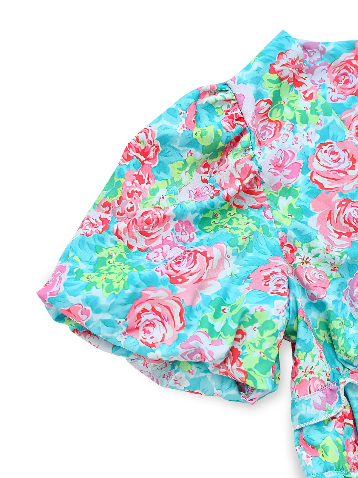 Green 1970s Boho Floral V-Neck Dress - Image 4