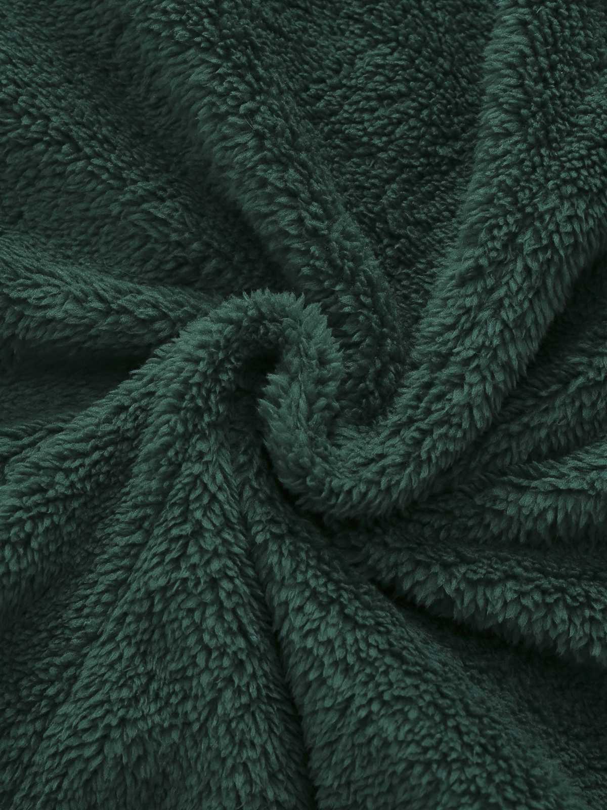 Green 1970s Christmas Sherpa Hooded Jumpsuit Pajama - Image 6