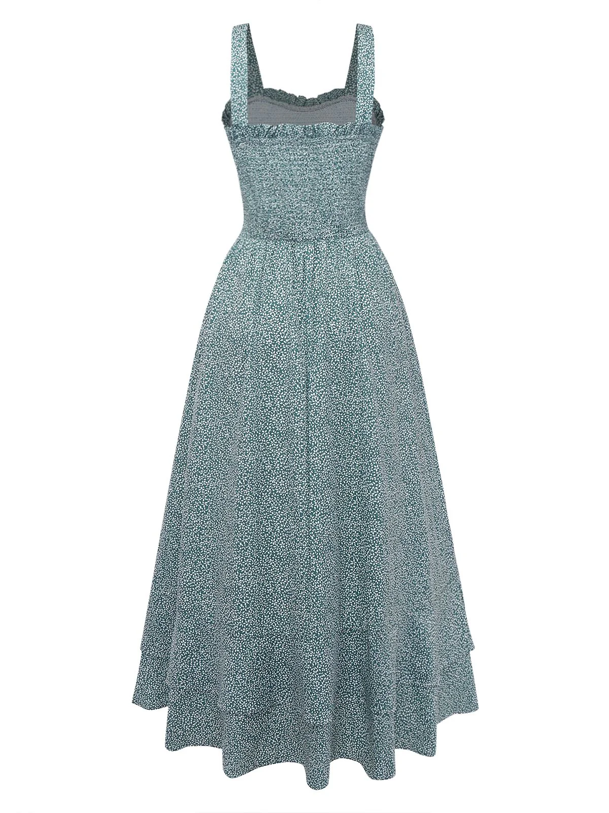 Green 1970s Floral Tie-Front Sleeveless Midi Dress - Image 2