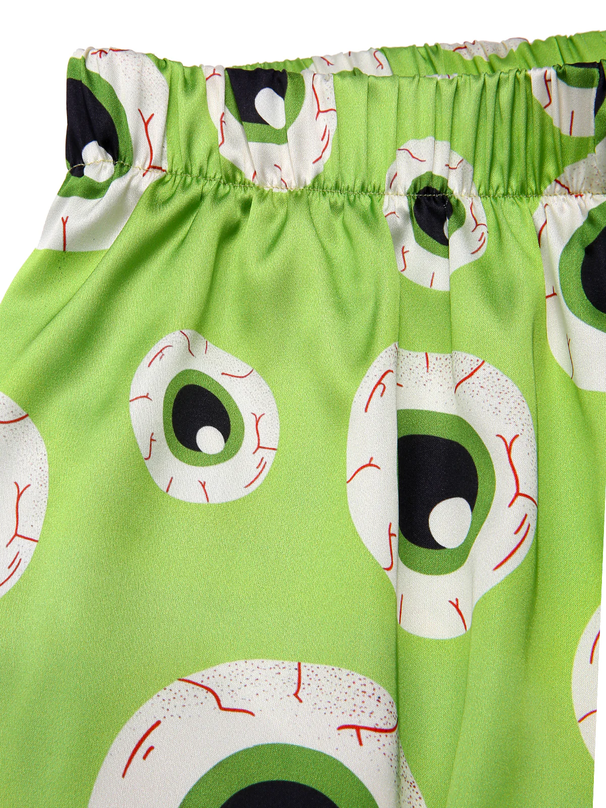 Green 1970s Halloween Eyeball Lapel Pajama Set - Image 7