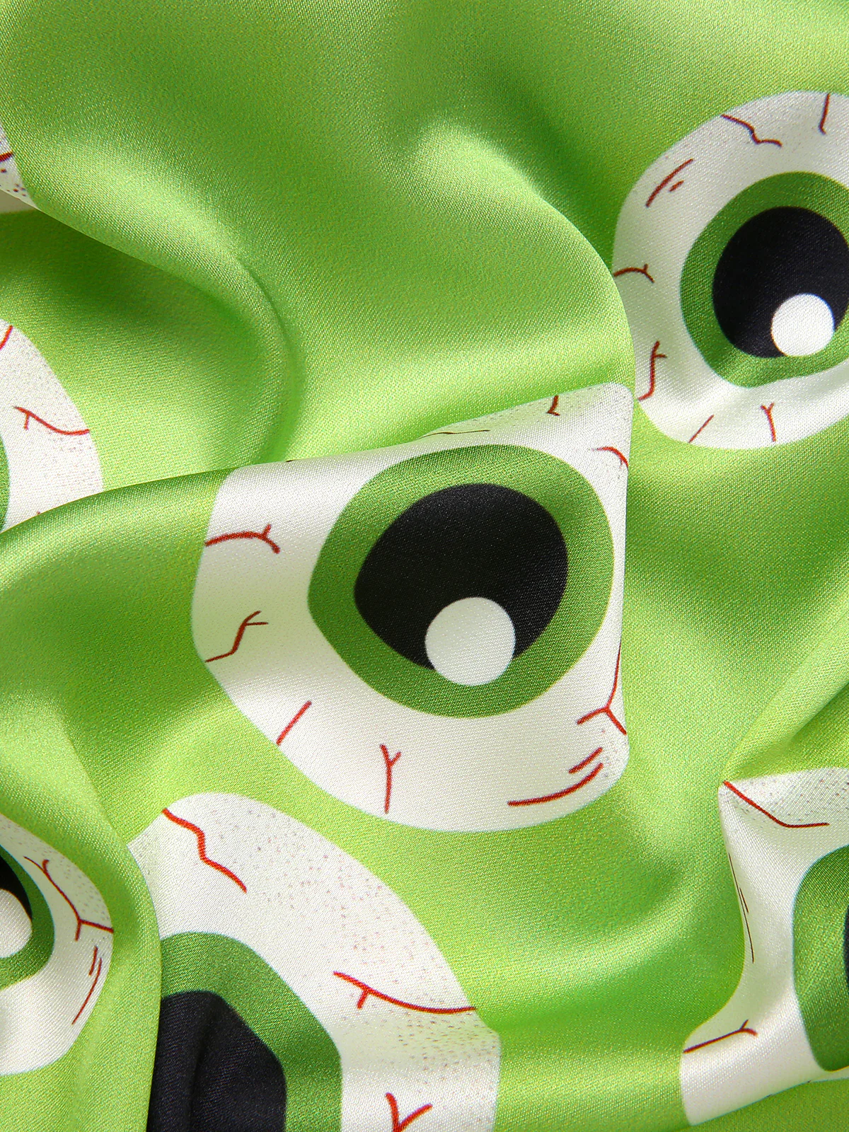 Green 1970s Halloween Eyeball Lapel Pajama Set - Image 8
