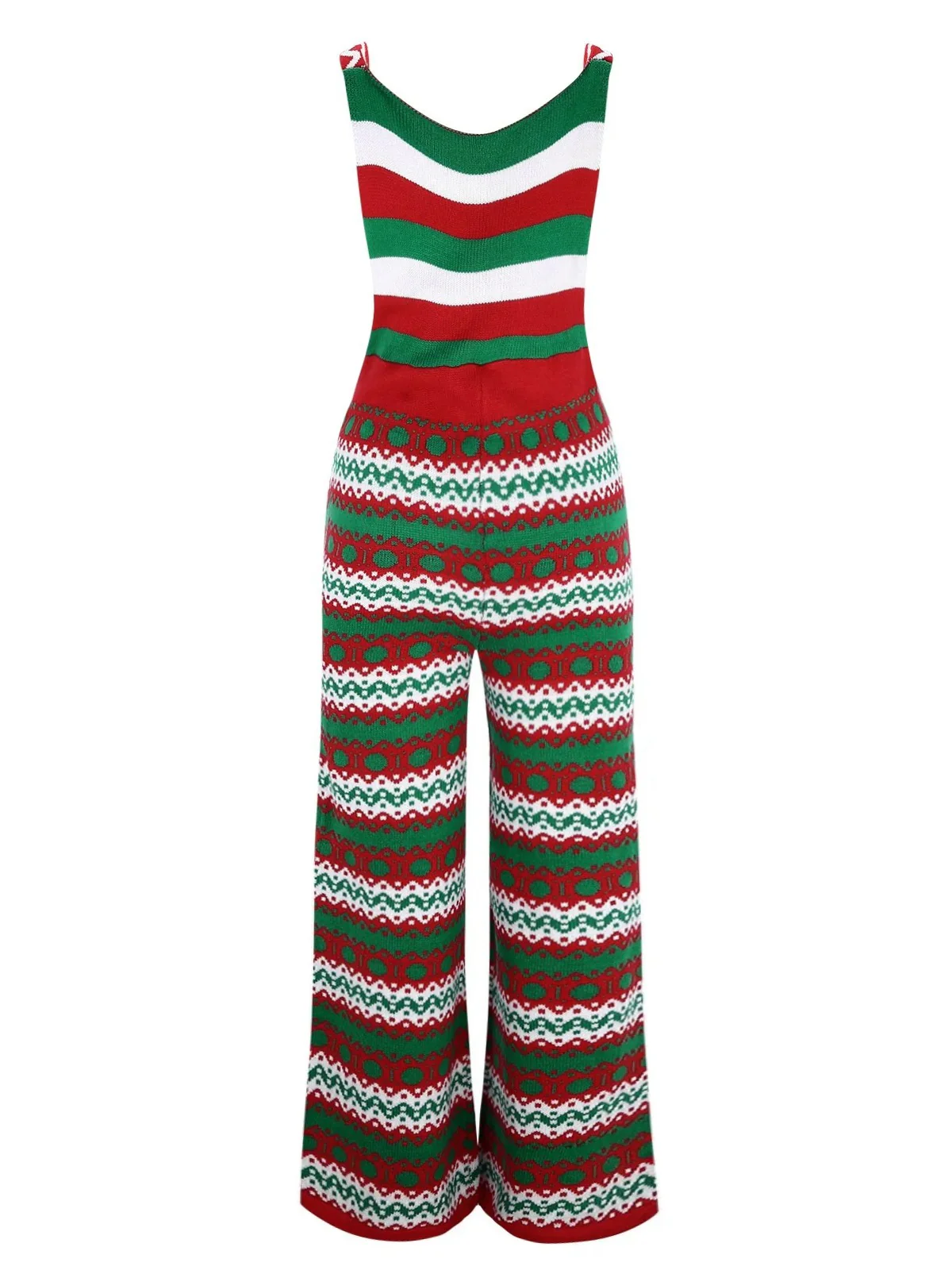 Green 1970s Happy Christmas Straps Knitted Jumpsuit - Image 5