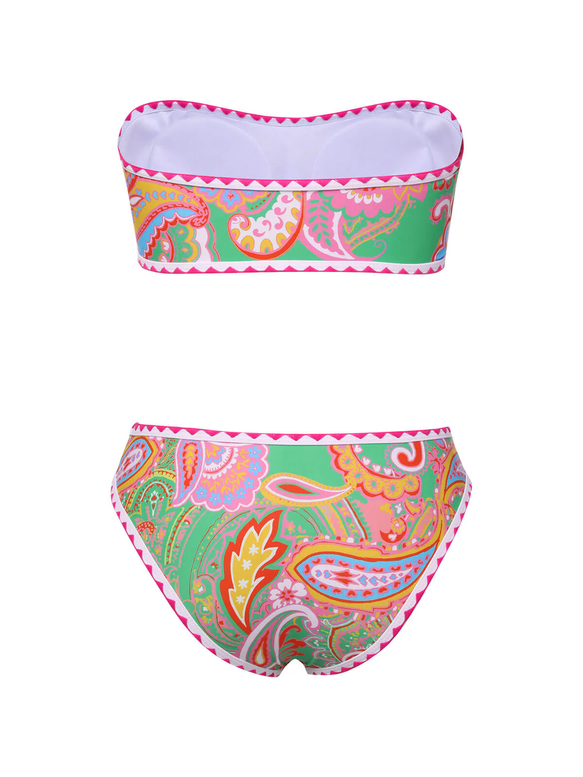 Green 1970s Hippie Print Bandeau Bikini - Image 3
