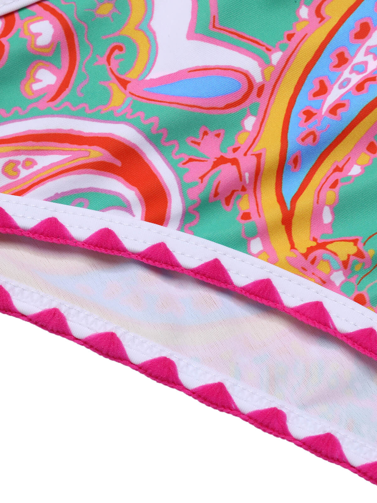 Green 1970s Hippie Print Bandeau Bikini - Image 4