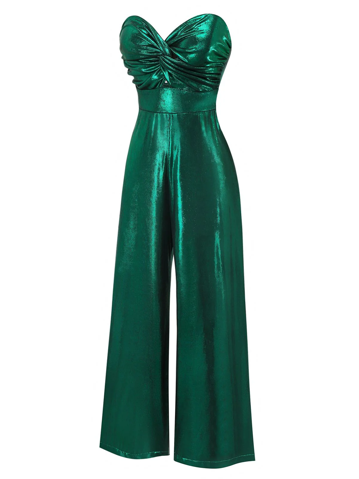 Green 1970s Knotted Cut-Out Glossy Jumpsuit - Image 6