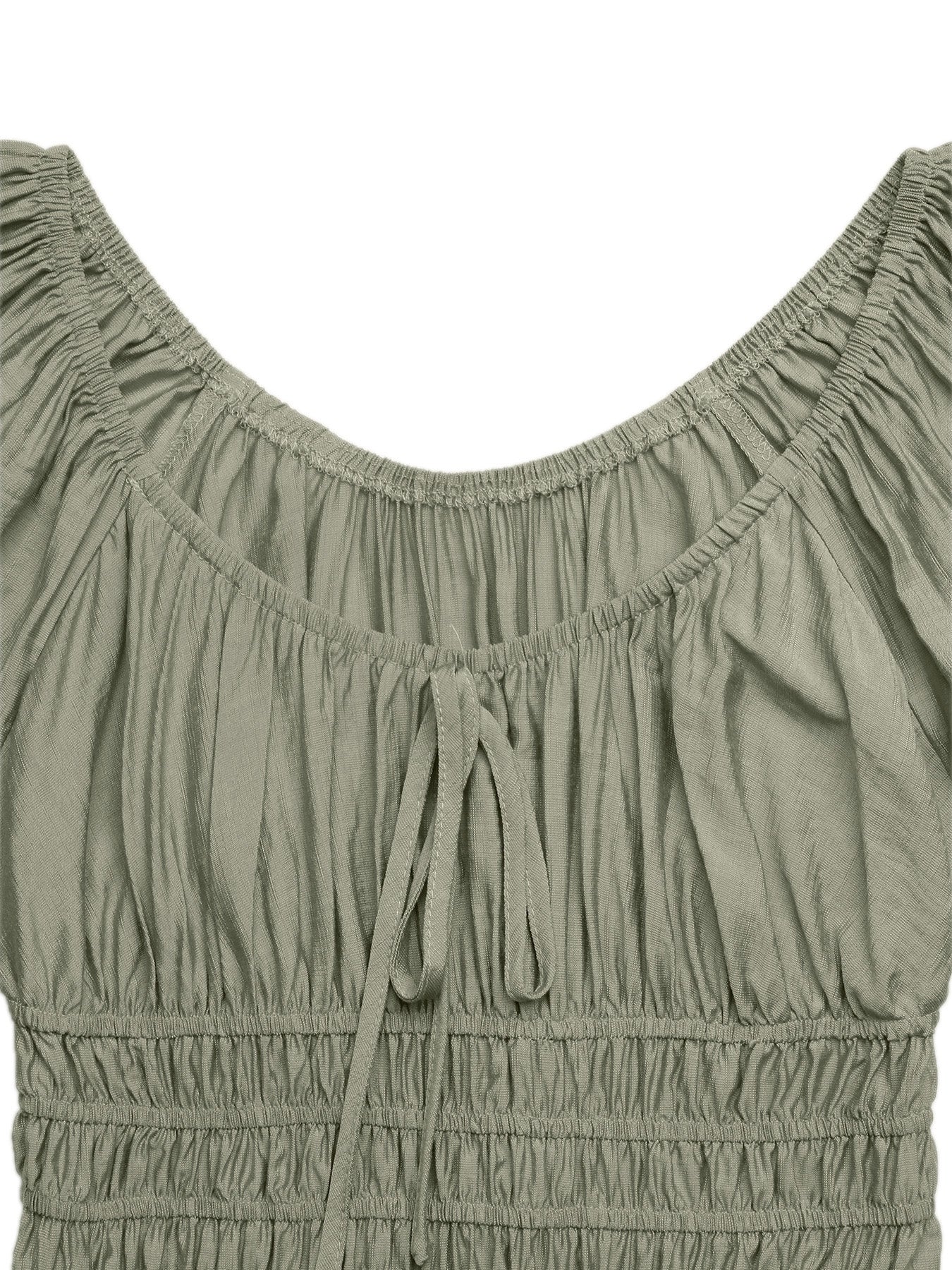 Green 1970s Square Neck Puff Sleeve Boho Dress - Image 8