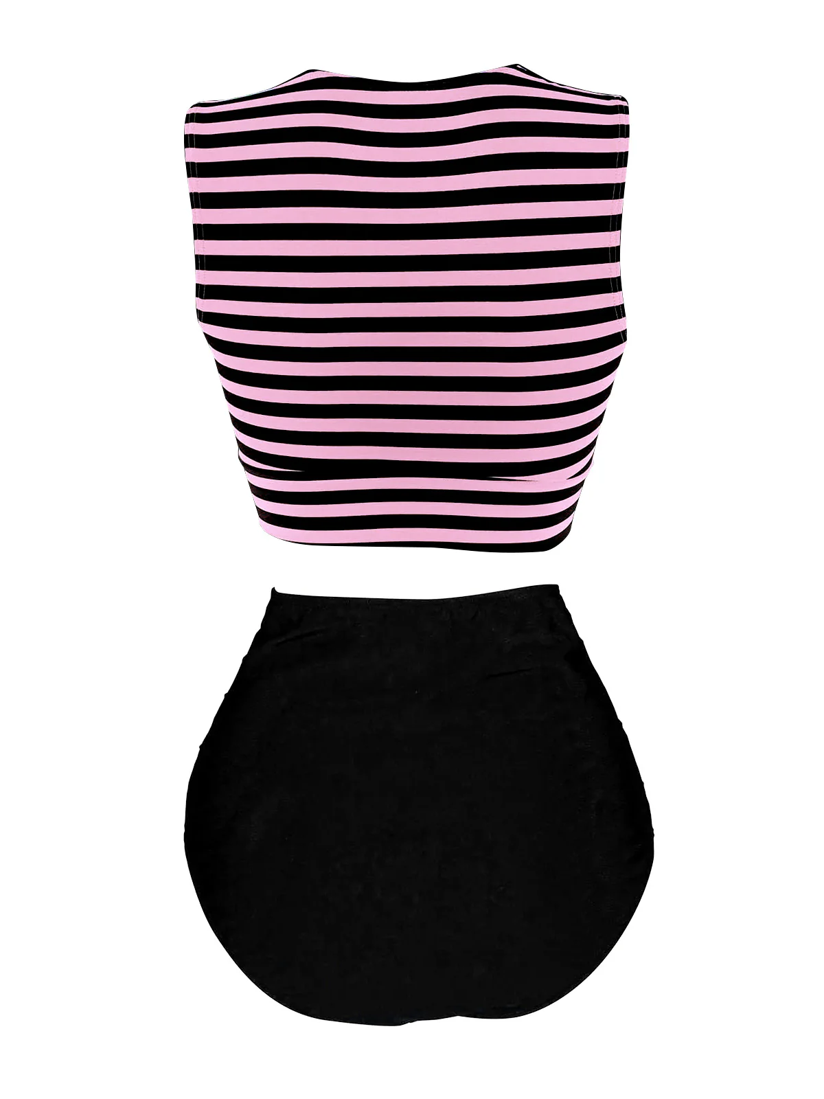 Green 1970s Striped Waist Tie Patchwork Swimsuit - Image 10