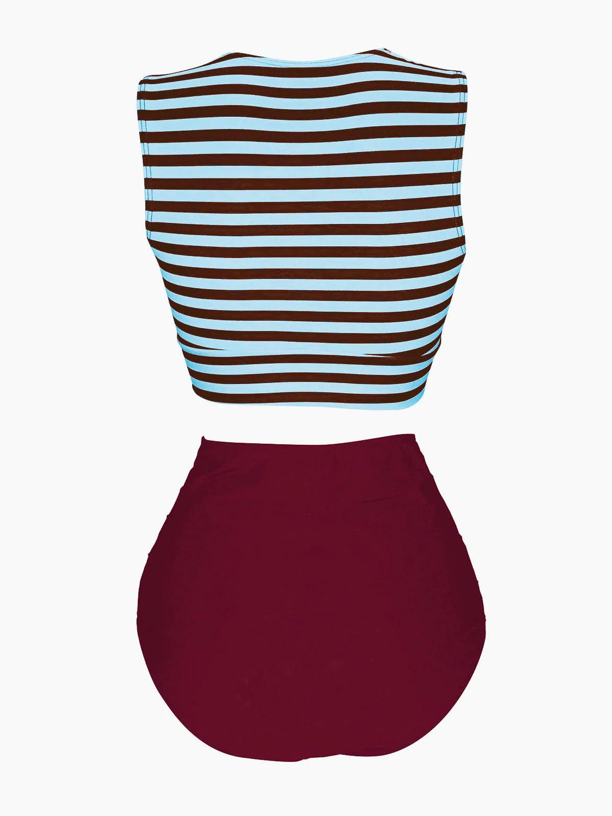 Green 1970s Striped Waist Tie Patchwork Swimsuit - Image 12