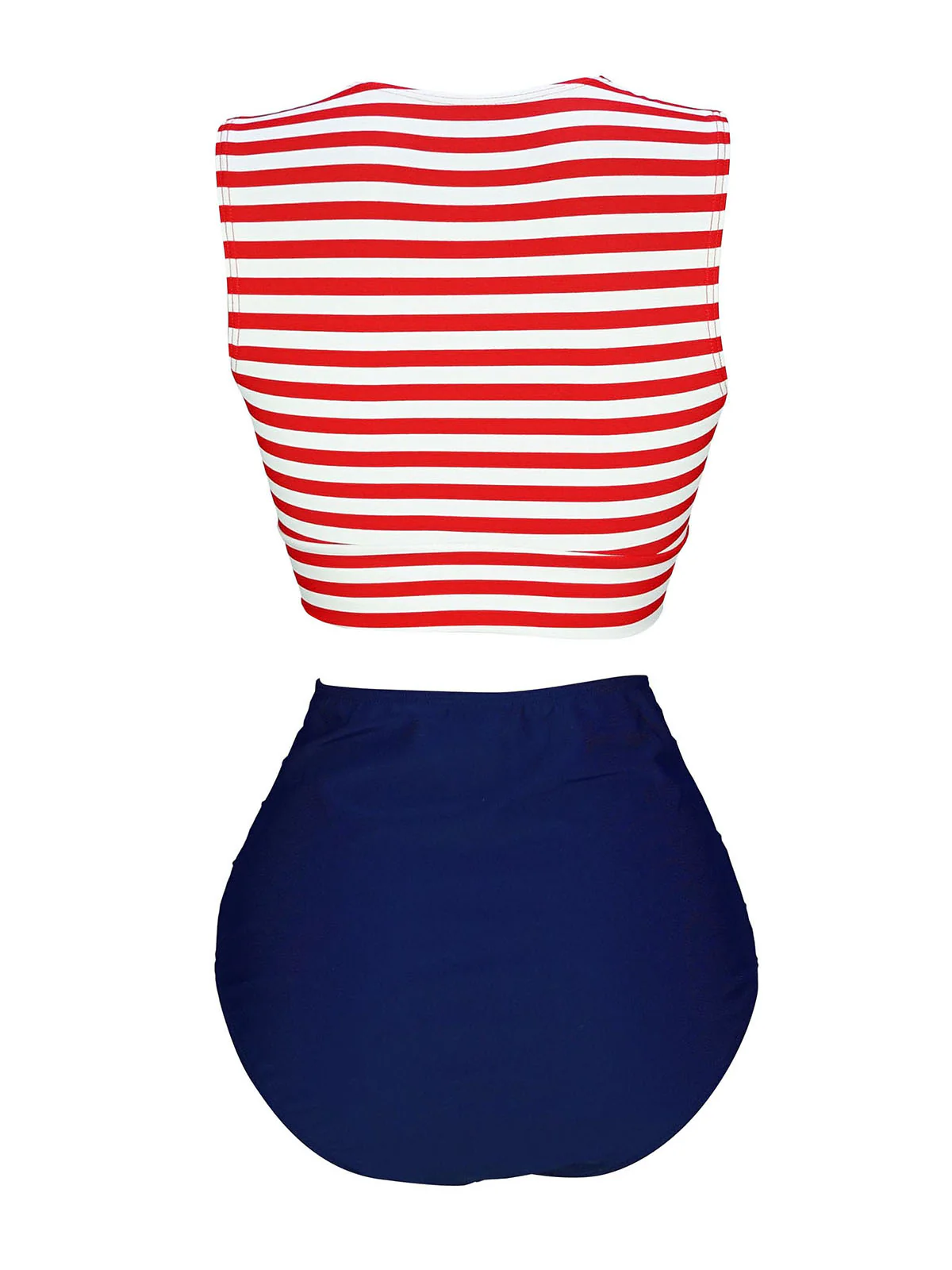 Green 1970s Striped Waist Tie Patchwork Swimsuit - Image 6