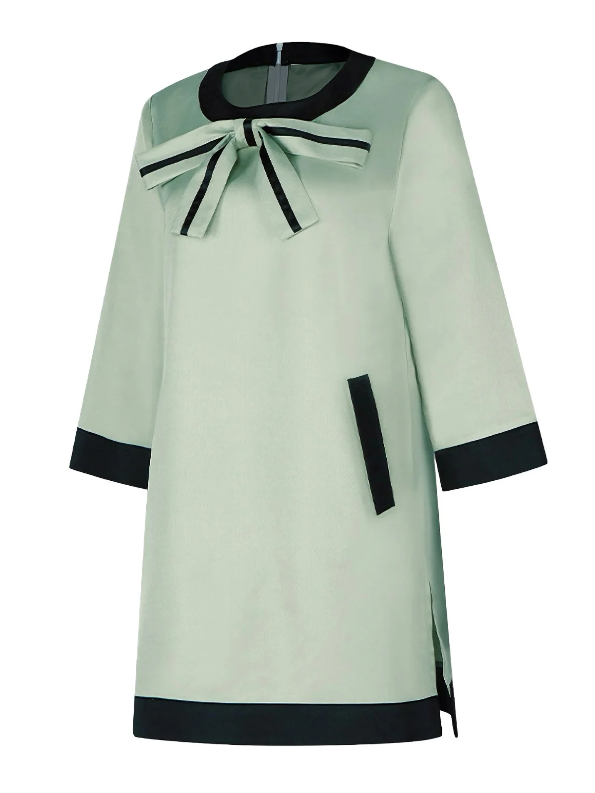 Green 1970s The Queen's Gambit Bow A-Line Dress - Image 2