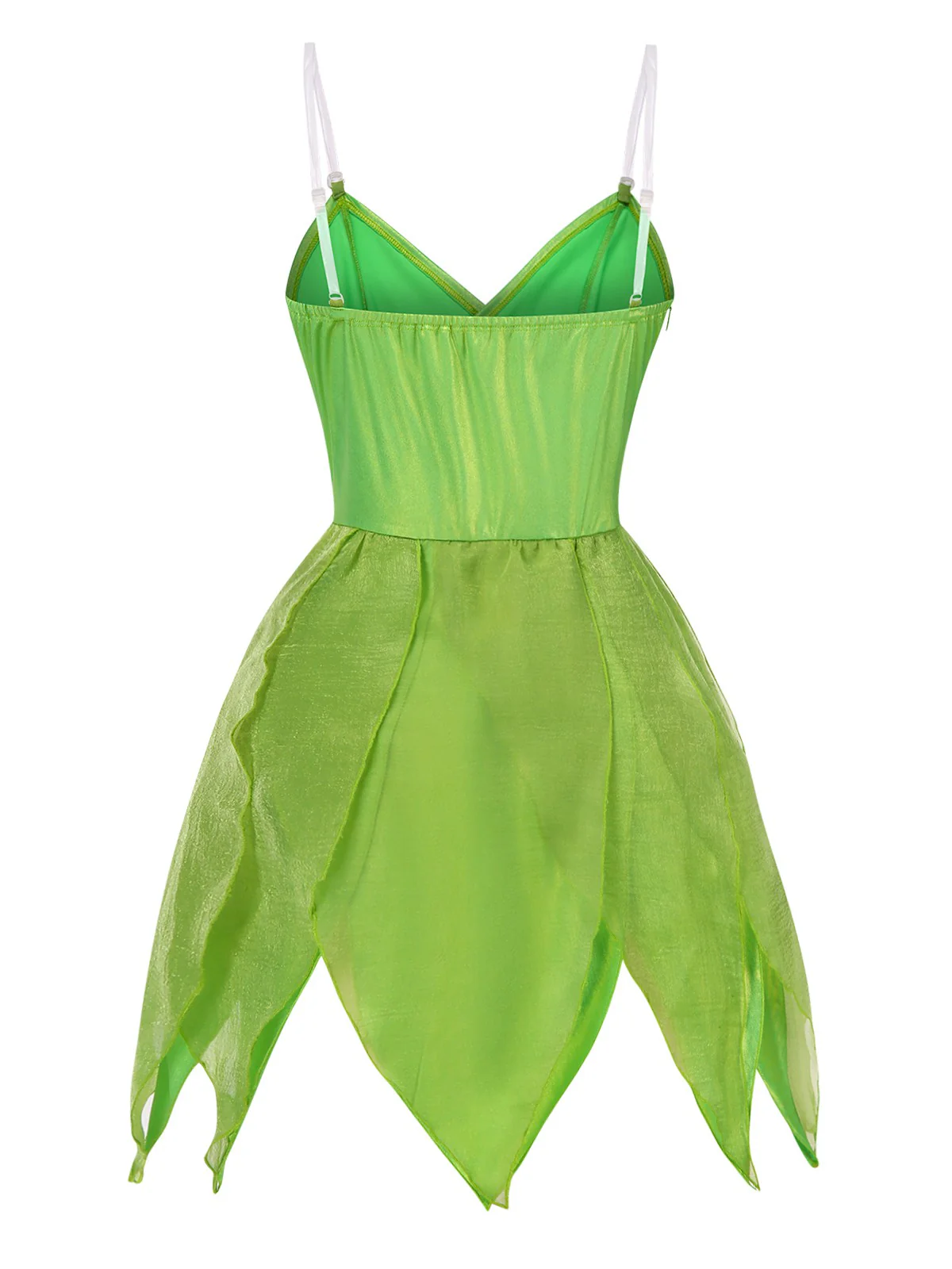 Green 1970s Tinker Bell Fairy Petal Hem Mini Dress - Image 6