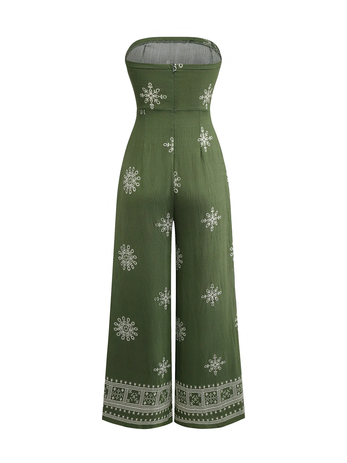 Green 1970s Wide-Legs Bohemian Bandeau Jumpsuit - Image 2