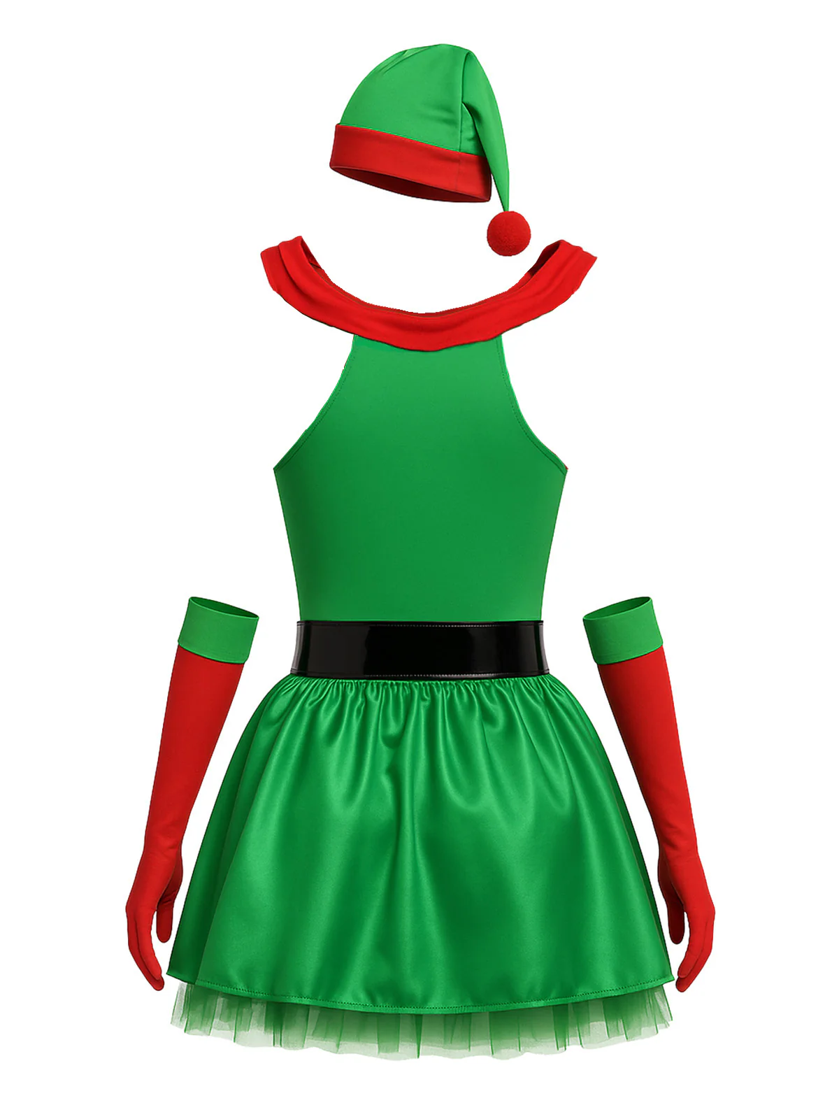 Green 1980s Christmas Tree Dress Set - Image 3